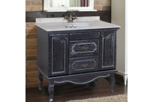 Тумба с раковиной Bellezza Рим 120 черная патина серебро