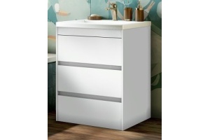 FAMILY База под раковину напольная с тремя выкатными ящиками, Bianco Lucido, 580x470x845, FAMILY-580-3C-PIA-BL - 2