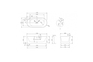 Акриловая ванна Abber 170х80 белая без гидромассажа - 3