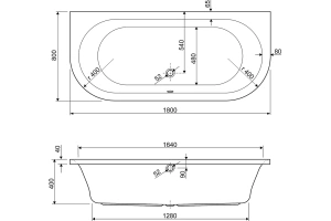 Акриловая ванна Cezares Metauro Wall 180x80 (METAURO-wall-180-80-40-W37) - 3