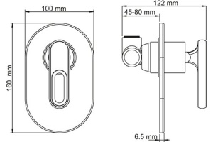 Смеситель Wasserkraft Kammel 1851 С ВНУТРЕННЕЙ ЧАСТЬЮ, для душа - 3