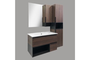 Зеркало-шкаф Comforty Франкфурт 90, дуб шоколадно-коричневый - 3