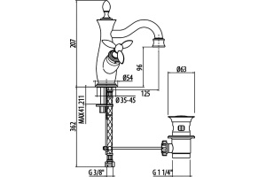 Смеситель для раковины Gattoni Timor бронза (1830018V0br) - 3
