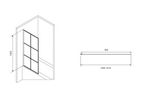 Шторка на ванну ABBER Immer Offen 100х140 профиль черный (AG72100B) - 3