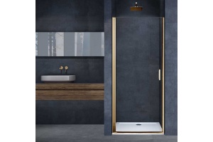 Душевая дверь в нишу Vincea Alpha 70х195 профиль брашированное золото стекло прозрачное 
