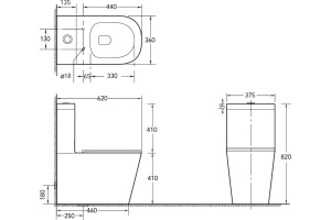 Унитаз-компакт SantiLine SL-5014 безободковый, с микролифтом - 2