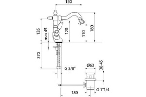 Смеситель Webert Dorian DO710402010 золото для биде - 2