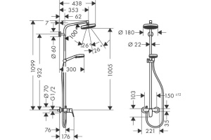 Душевая стойка Hansgrohe Crometta 160 1 Jet 27266400 - 2