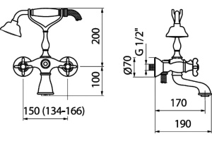 Смеситель для ванны Webert Ottocento бронза (OT720201065) - 2