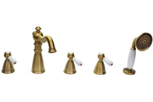 Смеситель на борт ванны Magliezza Grosso Bianco 50119-3-br с ручным выдвижным душем TL-3-br, бронза