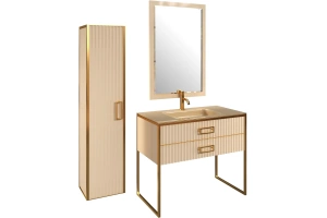 Шкаф-пенал Armadi Art Monaco подвесной бежевый - золото - 2