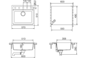 Мойка  Nemo 60  Cristalite мокка - 2