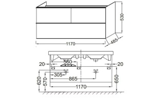 Тумба для комплекта Jacob Delafon Odeon Up 120 белый блестящий, 3 ящика - 2