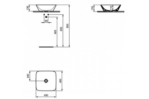 E034701 CONNECT AIR Умывальник - чаша 40 см, для монтажа на столешнице с подстольем CONNECT AIR; без отверстия под смеситель, без перелива - 2