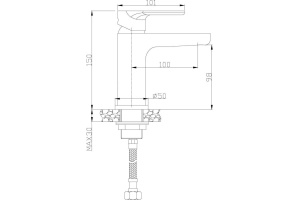 Смеситель одноручный (35мм) для умывальника монолитный, хром RS33-11U - 2