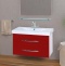 Тумба с раковиной Misty Эмилия 90 подвесная красная - 0