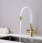 Смеситель для кухни Paulmark Salix с гибким изливом золото - белый матовый Sa213419-Gw - 2