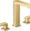 Смеситель для раковины 160, на 3 отверстия, с рычаговыми рукоятками, со сливным клапаном Push-Open, 32515990, полированное золото - 0