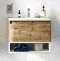 Тумба с раковиной STWORKI Карлстад 60 дуб рустикальный, с белой полкой 440544 - 0