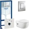 Комплект Система инсталляции для унитазов Grohe Rapid SL 38775001 4 в 1 с кнопкой смыва + Чаша для унитаза подвесного Roca Meridian 346247000 - 0