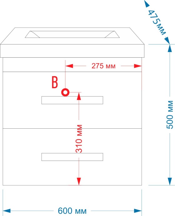 Тумба для комплекта Misty Эмилия 60 подвесная красная П-Эми01060-041По - 3