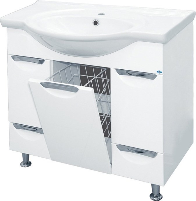 Тумба для комплекта Misty Жасмин 85 белая эмаль, 2 ящика, БК П-Жас01085-011К2Я - 0