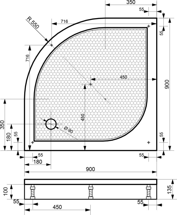 Поддон для душа Эстет Омега 90x90 ФР-00000764 - 3