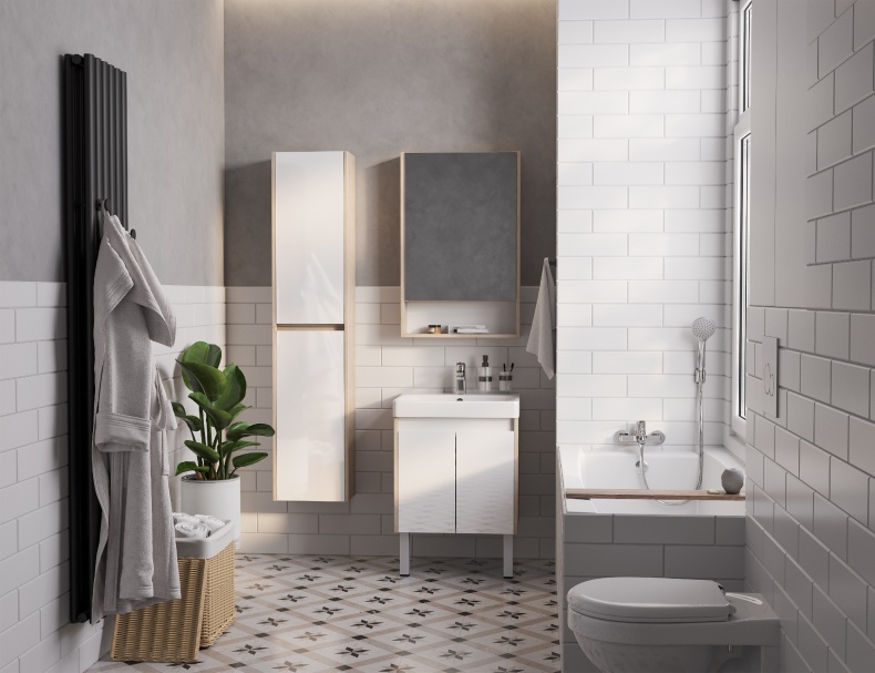 Тумба под раковину Aquaton Сканди Doors 55 Белый глянец Дуб верона 1A278801SDB20 - 8