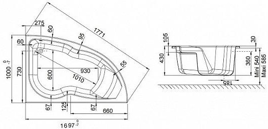 Акриловая ванна Jacob Delafon Micromega Duo 170x105 E60221RU-00 L - 3