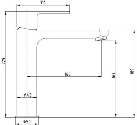 102188041EX Nita смеситель для раковины 167 без донного клапана - 1