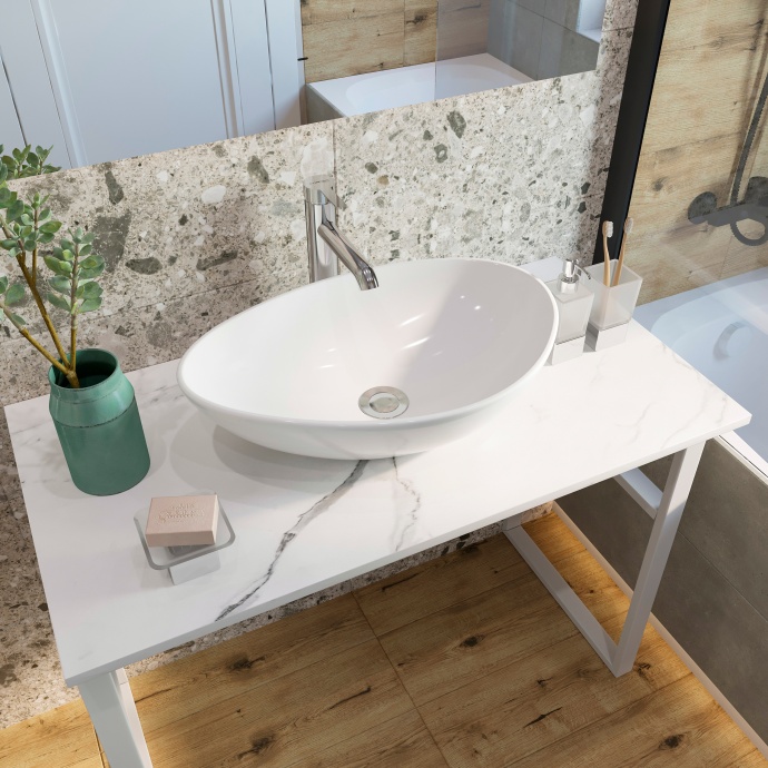 Мебель для ванной DIWO Элиста 100 белый мрамор, с раковиной Moduo 55 Leaf 555465 - 2