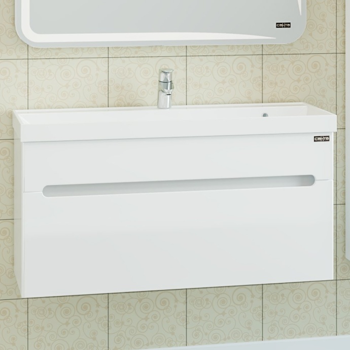 Тумба с раковиной подвесная Санта Лондон 100 белый - 0