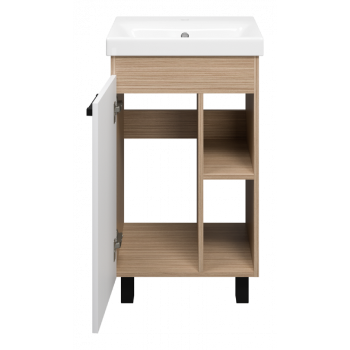 Тумба под раковину Misty Крафт 50 белая - светлое дерево П-Кра-07050-011 - 1