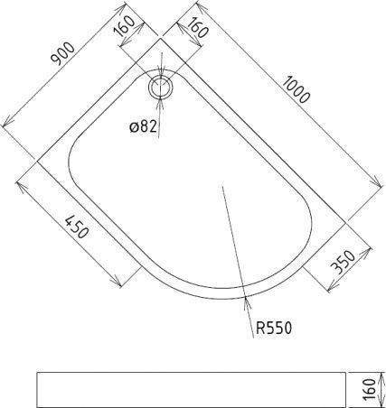 Душевой поддон Gemy  100x90 см  ST19 L - 1