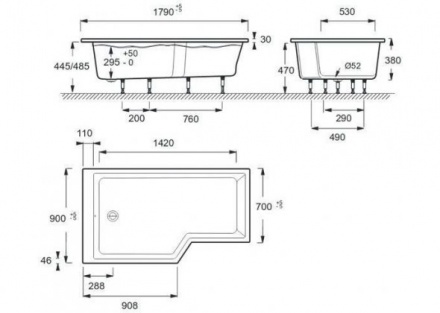 Акриловая ванна Jacob Delafon Bain Douche neo E6D002L-00 L 170x90 - 8