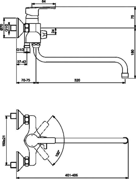 Смеситель для ванны Vidima Uno хром  BA240AA - 1