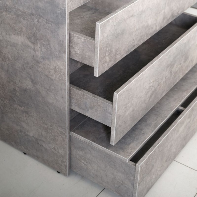 FAMILY База под раковину напольная с тремя выкатными ящиками, Cemento Veneto, 580x470x845, FAMILY-580-3C-PIA-CV - 1