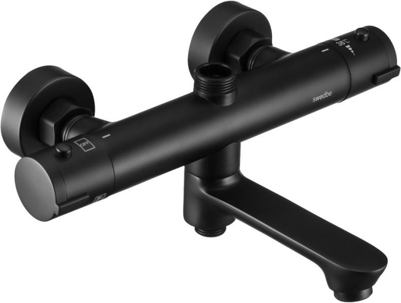 Термостатический смеситель для ванны Swedbe Hermes черный матовый  9042B - 0
