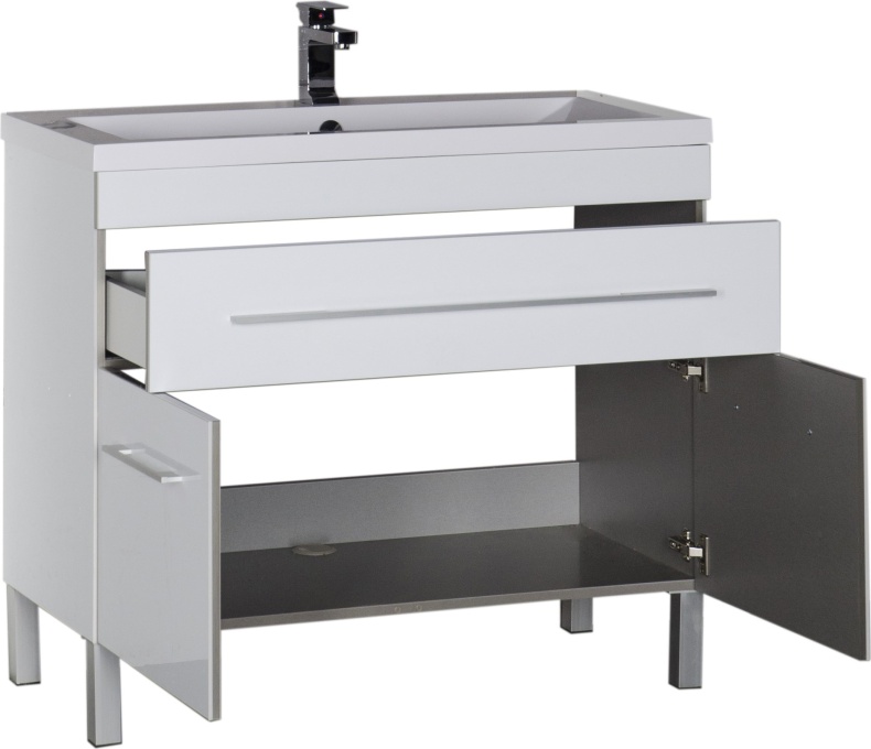 Тумба с раковиной Aquanet Верона 100 белая, 1 ящик, 2 двери 182710 - 1