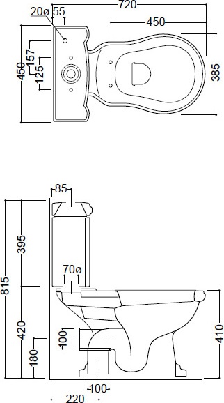 Бачок для унитаза Kerasan Retro белый  108101 - 3