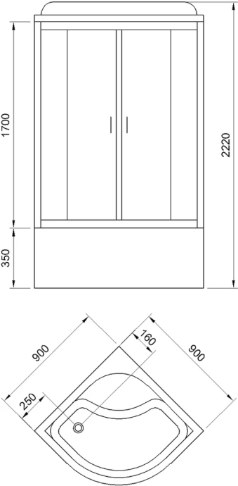 Душевая кабина Royal Bath CK 90x90 профиль хром стекло прозрачное RB90CK5-BT-CH - 3