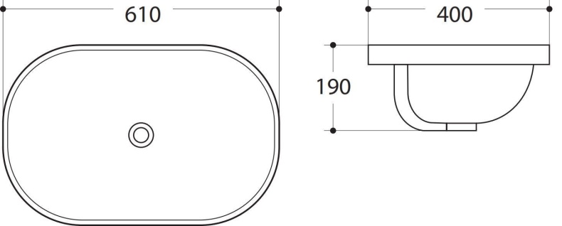 Раковина керамическая полувстраиваемая AM-5006-C, цвет белый, 610х400х190 - 1