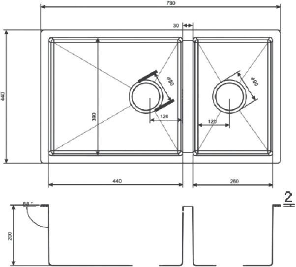 Мойка кухонная Zorg Light ZL R 780-2-440 - 1