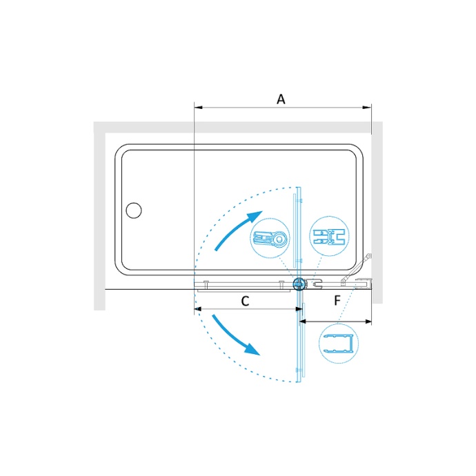 Шторка на ванну RGW 100х150 хром стекло прозрачное 03111210-11 - 2
