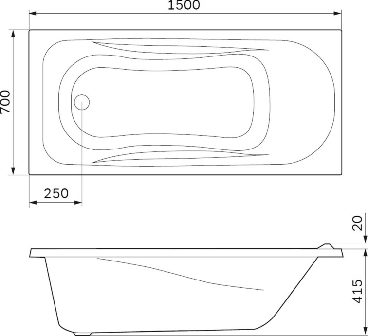Акриловая ванна Am.Pm Sense new 150х70 W76A-150-070W-A - 1