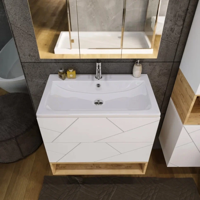 Тумба под раковину Бриклаер Кристалл 80 белая матовая  4627125415968 - 6