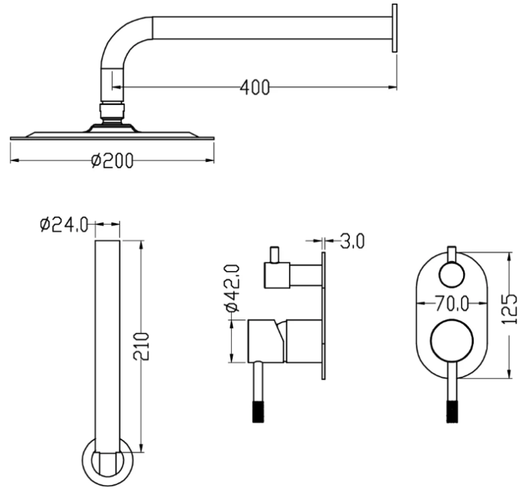 Душевой комплект Boheme Uno черный, золото  464-BG - 1