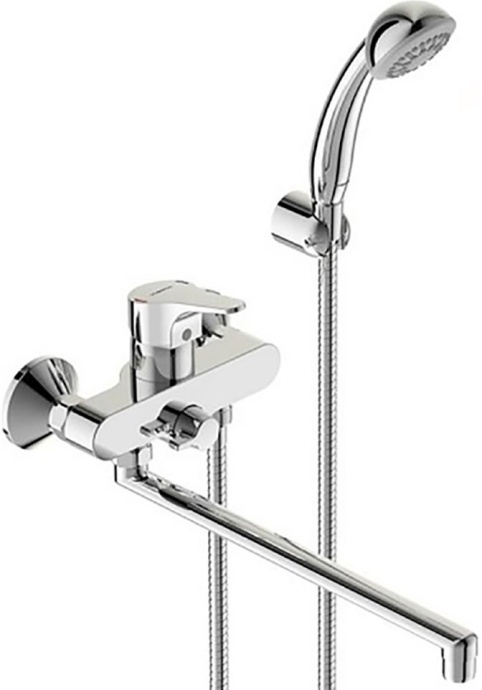 BA403AA NEXT Смеситель для ванны/душа, поворотный излив 400 мм, душевой гарнитур в комплекте (душевая лейка ?70 мм, металлический шланг 1500 мм, держа - 0