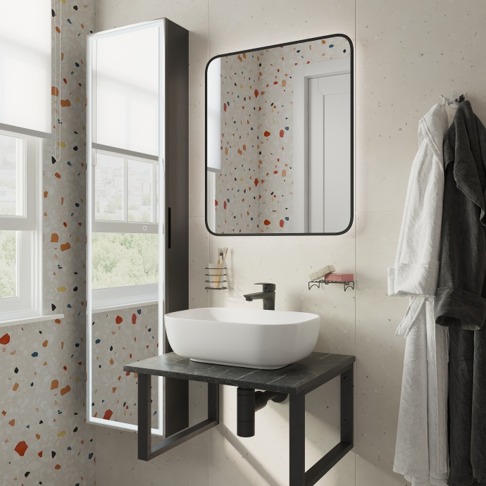 Столешница с раковиной DIWO Элиста 60 чёрный мрамор, с раковиной Moduo 50 Square 554738 - 2