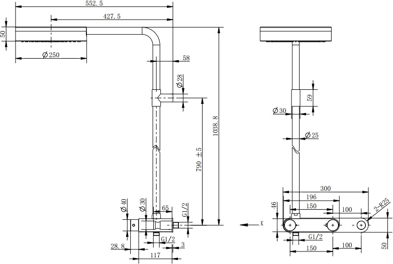 Душевая стойка Cezares Moon MOON-CD-TA250-01 - 2